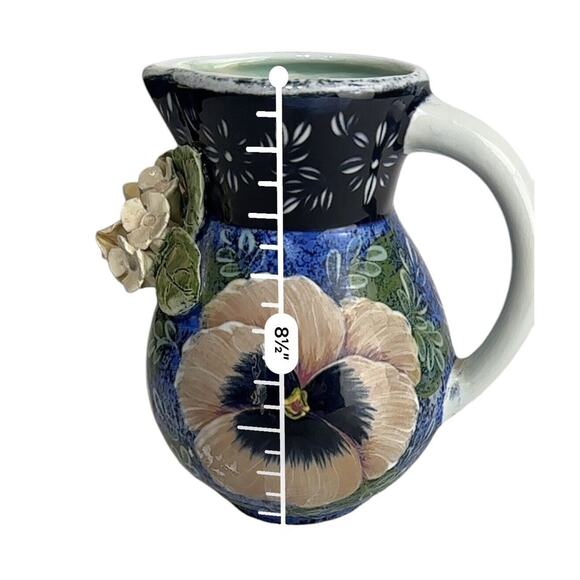 lesal ceramics lisa lindberg floral handpainted pitcher - Picture 9 of 12
